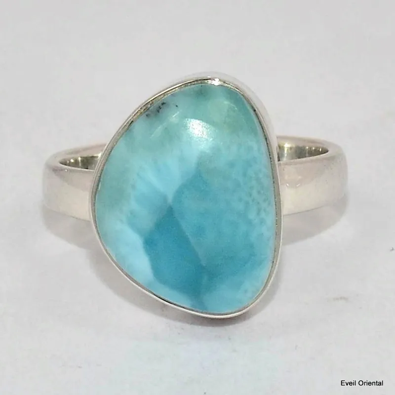 Bague authentique Larimar taille 56 - Bagues pierres naturelles