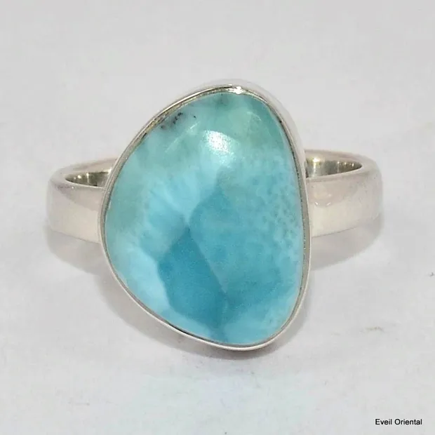 Bague authentique Larimar taille 56 - Bagues pierres naturelles