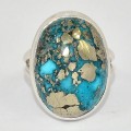 Bague véritable Turquoise du moyen orient taille 58 Bagues pierres naturelles KC127.2