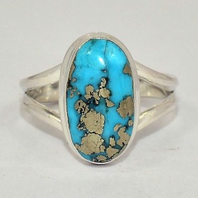 Bague véritable Turquoise du moyen orient taille 60 Bagues pierres naturelles KC127.4
