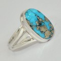 Bague véritable Turquoise du moyen orient taille 60 Bagues pierres naturelles KC127.4
