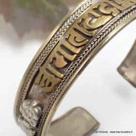 Bracelet Bouddhiste métal jaune Mantra - Bracelets tibétains bouddhistes