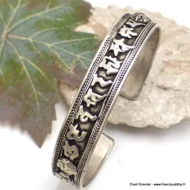 Bracelet tibétain orné d'un mantra - Métal blanc - Bracelets tibétains bouddhistes