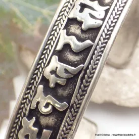 Bracelet tibétain orné d'un mantra - Métal blanc - Bracelets tibétains bouddhistes
