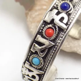 Bracelet tibétain MANTRA de Chenrezi et perles fantaisie - Bracelets tibétains bouddhistes