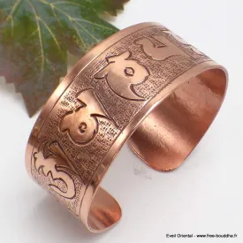 Large Bracelet tibétain en Cuivre et mantra - Bijoux en Cuivre