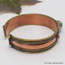 Bracelet tibétain cuivre et Kalachakra - Bijoux en Cuivre