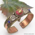 Bracelet tibétain cuivre et Kalachakra - Bijoux en Cuivre