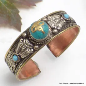Bracelet Tibétain Om cuivre et métal - Bijoux en Cuivre