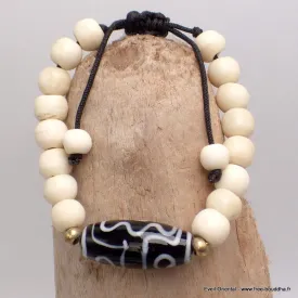 Bracelet tibétain os de buffle blanc Dzi - Bracelets tibétains bouddhistes