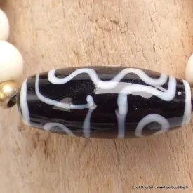 Bracelet tibétain os de buffle blanc Dzi - Bracelets tibétains bouddhistes