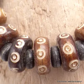 Bracelet tibétain Os de yak brun sculpté - Bracelets tibétains bouddhistes