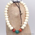 Bracelet tibétain mala Os de buffle et turquoise Bracelets tibétains bouddhistes BM33