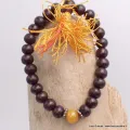 Bracelet tibétain mala bois de rose et ambre - Bracelets tibétains bouddhistes