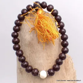Bracelet mala tibétain Bois de rose corail blanc - Bracelets tibétains bouddhistes