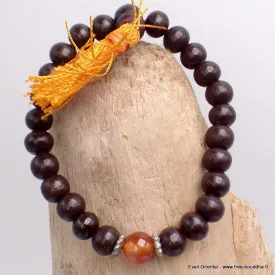 Bracelet tibétain BOIS DE ROSE CORNALINE - Bracelets tibétains bouddhistes