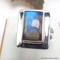 Bague Labradorite bleue rectangulaire taille 57 Bijoux en Labradorite Bleue KC128