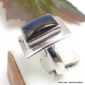Bague Labradorite bleue rectangulaire taille 57 Bijoux en Labradorite Bleue KC128