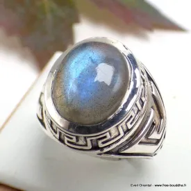 Bague Labradorite bleue motifs celtiques taille 56 - Bijoux en Labradorite Bleue