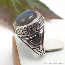 Bague Labradorite bleue motifs celtiques taille 56 - Bijoux en Labradorite Bleue