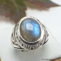 Bague Labradorite bleue motifs celtiques taille 56 - Bijoux en Labradorite Bleue