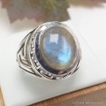 Bague Labradorite bleue motifs celtiques taille 56 Bijoux en Labradorite Bleue KC128.1