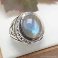 Bague Labradorite bleue motifs celtiques taille 56 - Bijoux en Labradorite Bleue