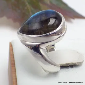Bague asymétrique Labradorite bleue taille 51/52 - Bagues pierres naturelles