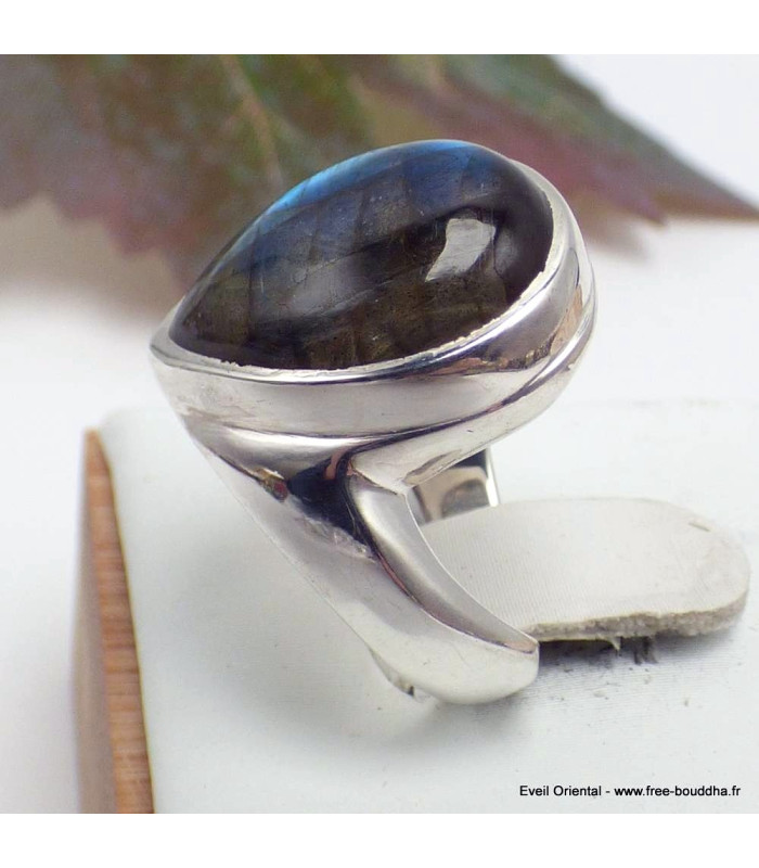 Bague asymétrique Labradorite bleue taille 51/52 Bagues pierres naturelles KC128.3