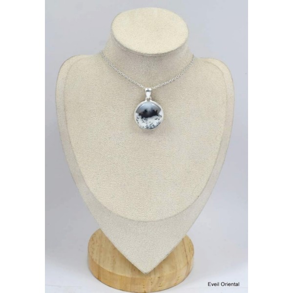 Pendentif rond Merlinite Opale dendritique Bijoux en Opale Dendritique (Merlinite) KC129