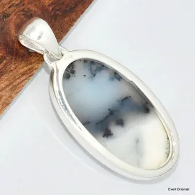 Bijou pendentif en Opale blanche dendritique - Pendentifs pierres naturelles