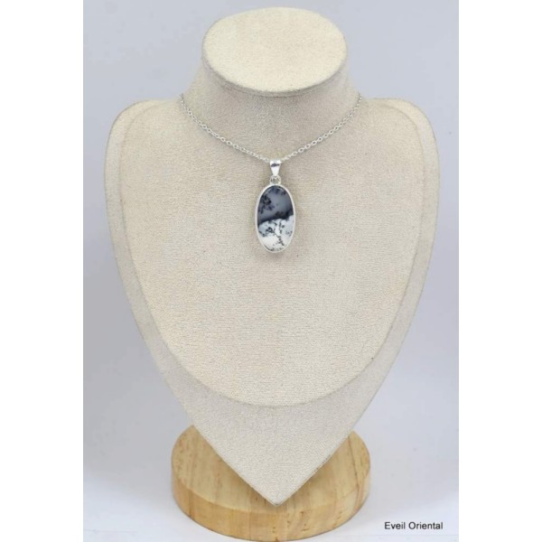 Bijou pendentif en Opale blanche dendritique Bijoux en Opale Dendritique (Merlinite) KC129.7