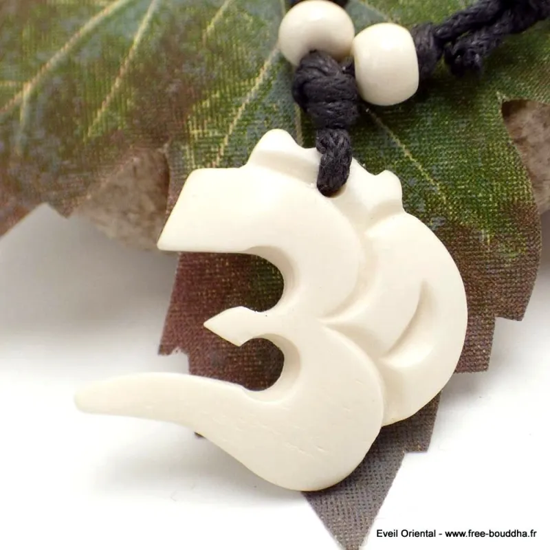 Collier tibétain os de Yak blanc - Colliers tibétains et népalais