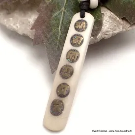Collier tibétain Mantra de Chenrezi lettres dorées - Colliers tibétains et népalais