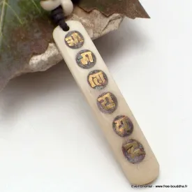 Collier tibétain Mantra de Chenrezi lettres dorées - Colliers tibétains et népalais