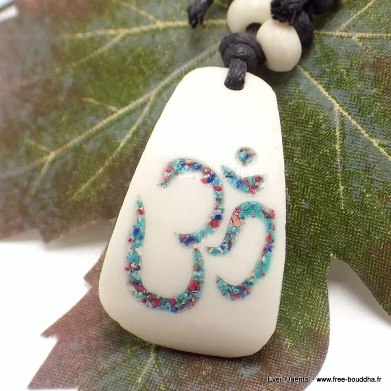 Collier tibétain Om hindouiste coloré - Colliers tibétains et népalais