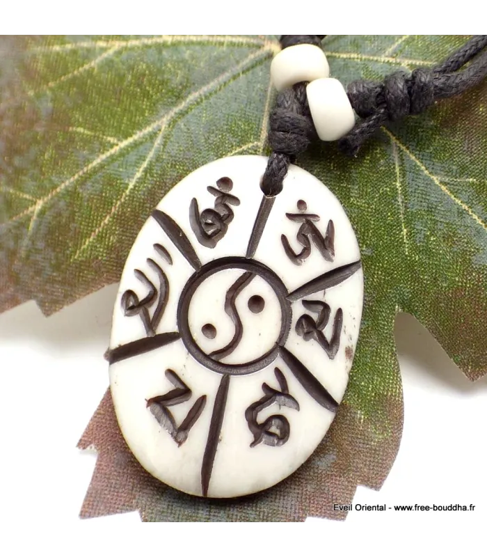 Collier tibétain oval Mantra de Chenrezi - Colliers tibétains et népalais