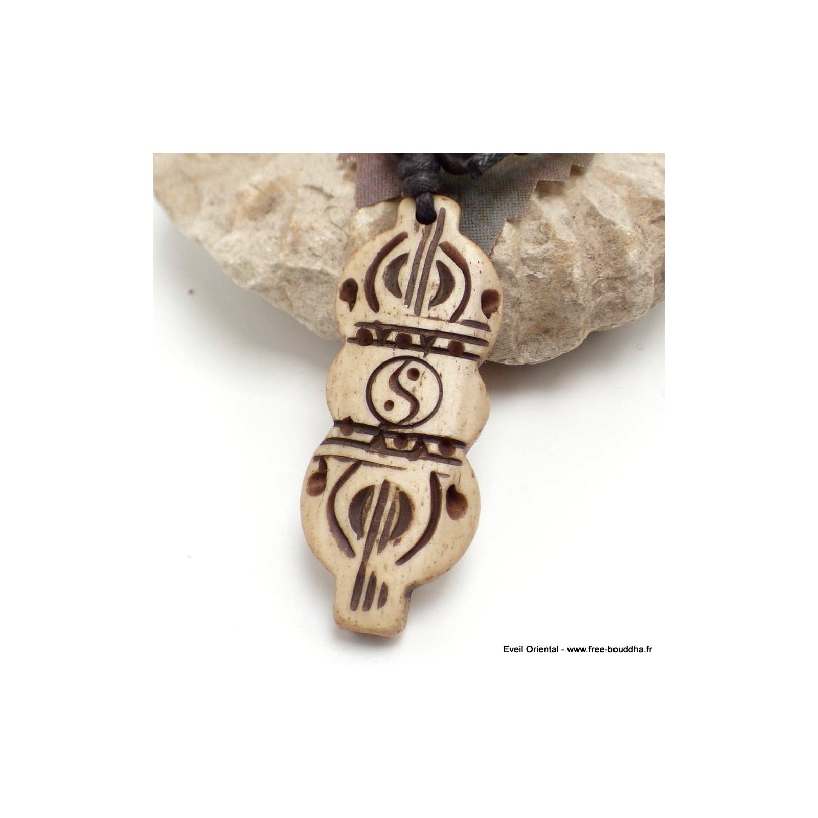 Collier Ras-du-cou Pendentif Double Dorje – Artisanat Tibet/Népal – Corne De Yak