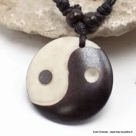 Pendentif tibétain Ying Yang os de buffle - Pendentifs tibétains bouddhistes