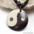 Pendentif tibétain Ying Yang os de buffle - Pendentifs tibétains bouddhistes