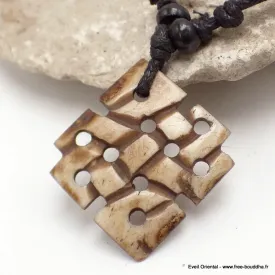 Collier tibétain Noeud infini os de yak - Colliers tibétains et népalais