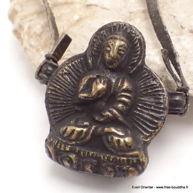 Pendentif tibétain amulette ghau Bouddha - Pendentifs tibétains bouddhistes