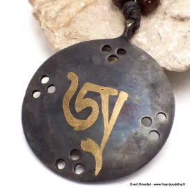 Collier tibétain Om patine noire - Colliers tibétains et népalais