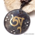 Collier tibétain Om patine noire Bijoux tibetains bouddhistes WN52