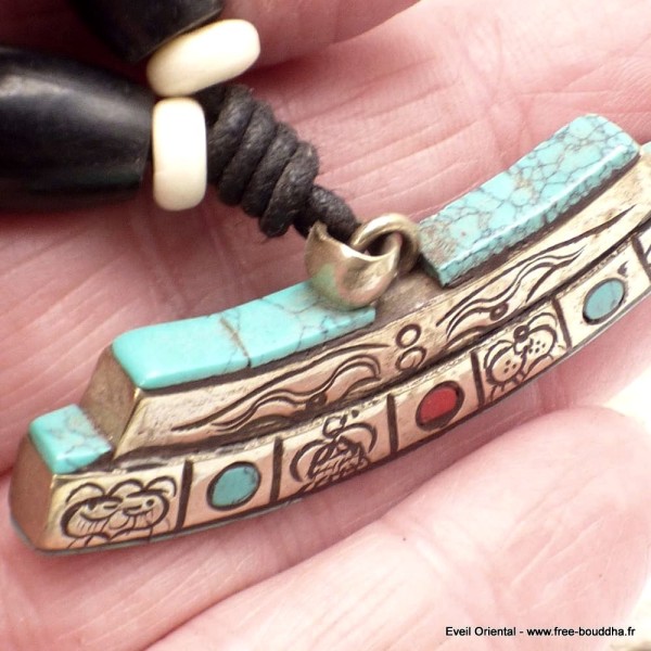 Collier tibétain 8 signes auspicieux Bijoux tibetains bouddhistes CSA1