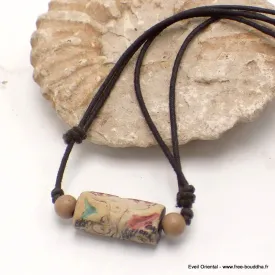 Collier mantra tibétain ancien sculpté - Colliers tibétains et népalais
