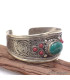 Bracelet tibétain Onyx vert pierres rouges Bracelets tibétains bouddhistes ref 7587.2