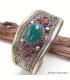 Bracelet tibétain Onyx vert pierres rouges Bracelets tibétains bouddhistes ref 7587.2