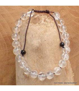 Bracelet mala tibétain en Cristal de Roche cabochon Bracelet Mala tibétain BM14
