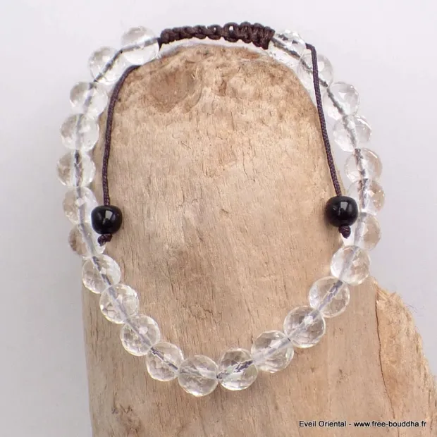 Bracelet tibétaine mala en Cristal de Roche facetté - Bracelets tibétains bouddhistes